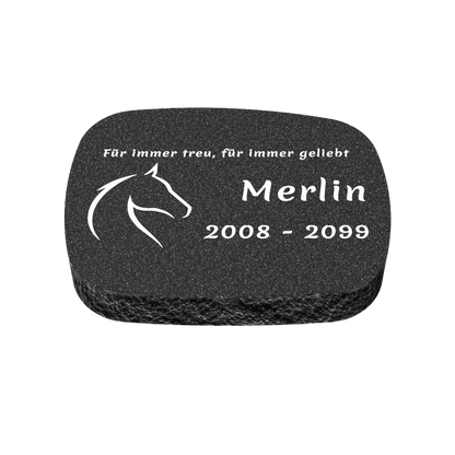 Personalisierter ovaler Tiergrabstein aus Granit für Hund & Katze 40 × 30 × 6 cm