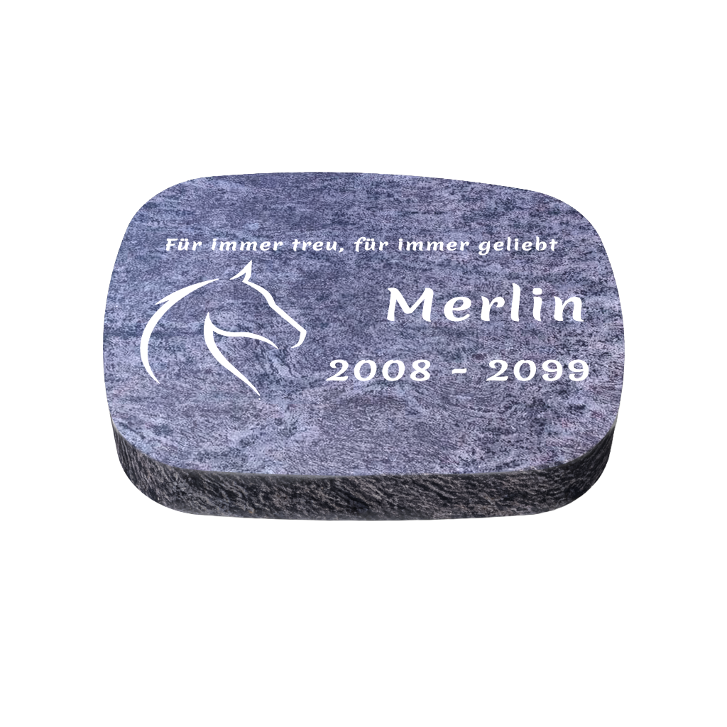 Personalisierter ovaler Tiergrabstein aus Granit für Hund & Katze 40 × 30 × 6 cm