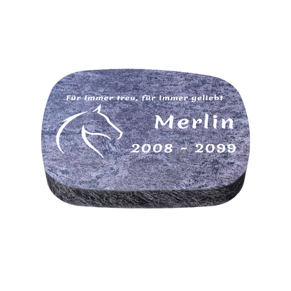 Personalisierter ovaler Tiergrabstein aus Granit für Hund & Katze 40 × 30 × 6 cm