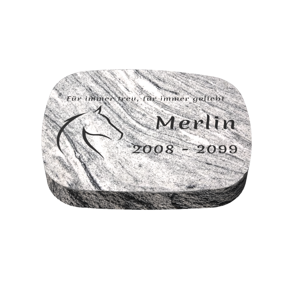 Personalisierter ovaler Tiergrabstein aus Granit für Hund & Katze 40 × 30 × 6 cm