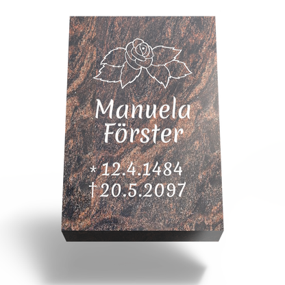 Grabplatte für Urnengrab 30 x 20 x 12 cm aus Granit