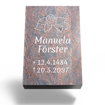 Grabplatte für Urnengrab 30 x 20 x 12 cm aus Granit