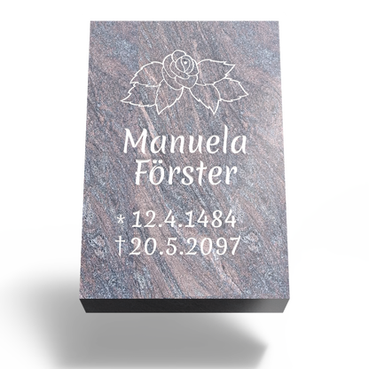 Grabplatte für Urnengrab 30 x 20 x 12 cm aus Granit