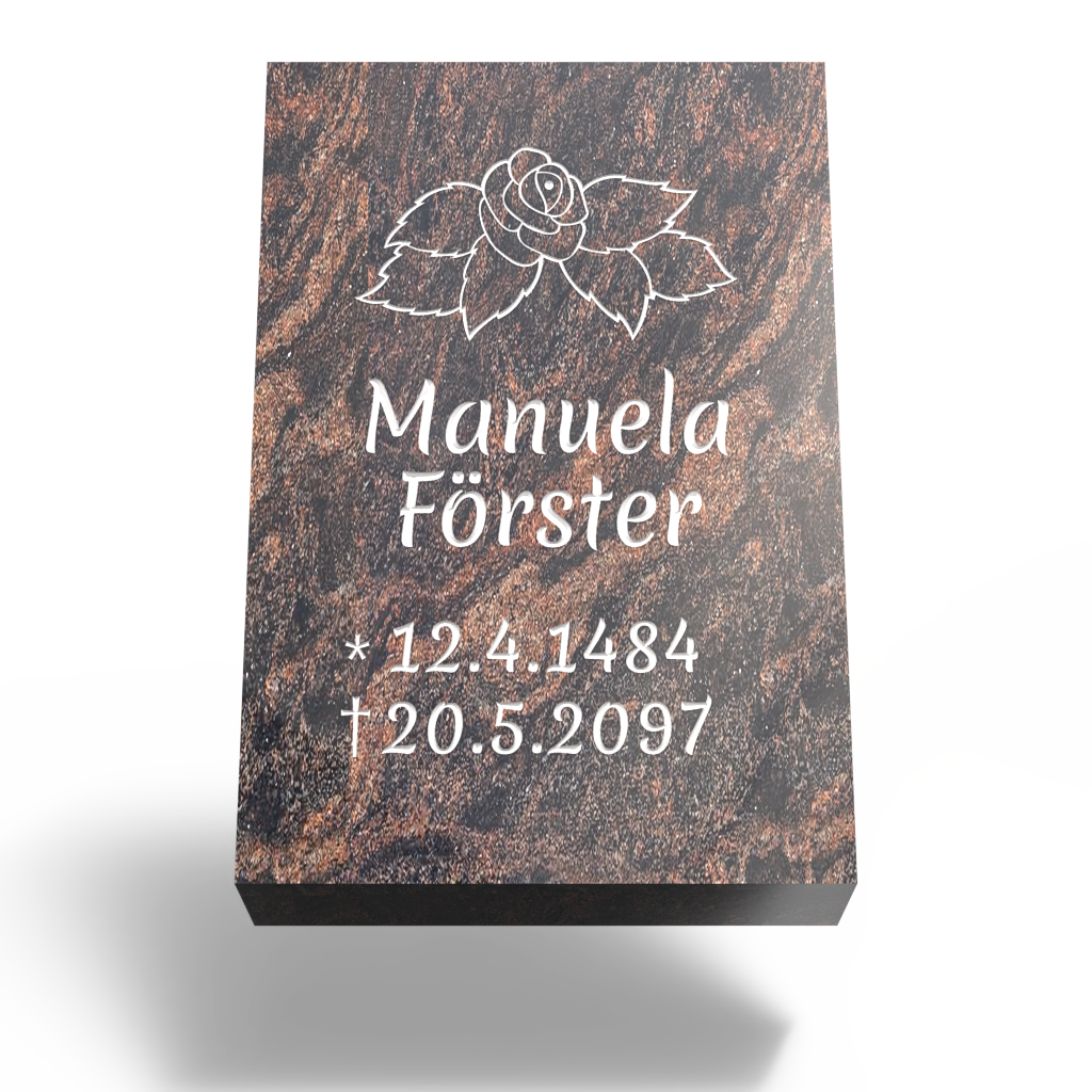 Grabplatte für Urnengrab 30x20x6 cm aus Granit | Arvoniselle
