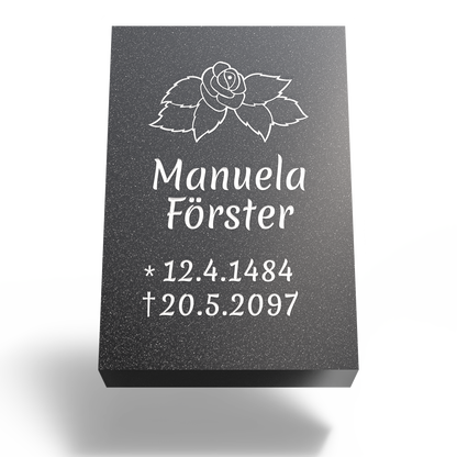 Grabplatte für Urnengrab 30x20x6 cm aus Granit | Arvoniselle