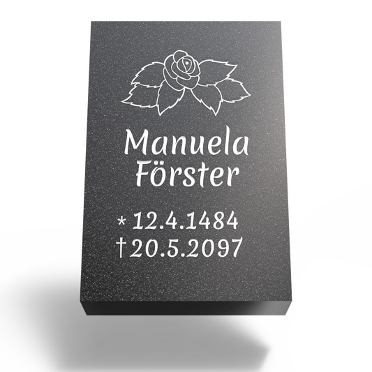 Grabplatte für Urnengrab 30x20x6 cm aus Granit | Arvoniselle