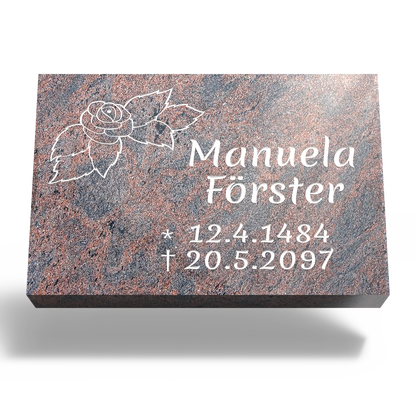 Grabplatte für Urnengrab 30 x 20 x 12 cm aus Granit