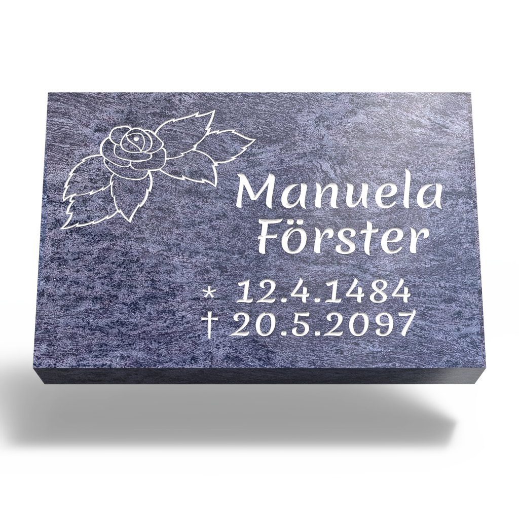 Grabplatte für Urnengrab 30 x 20 x 12 cm aus Granit