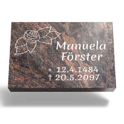 Grabplatte für Urnengrab 30x20x6 cm aus Granit | Arvoniselle