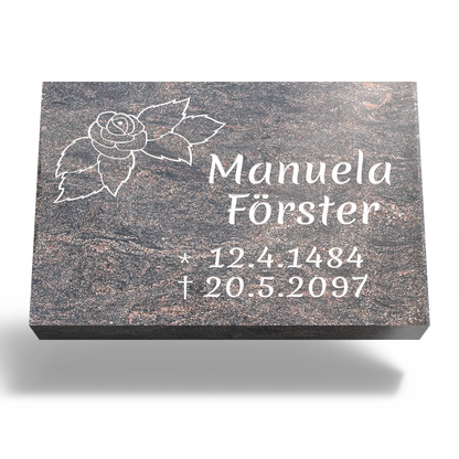 Grabplatte für Urnengrab 30x20x6 cm aus Granit | Arvoniselle