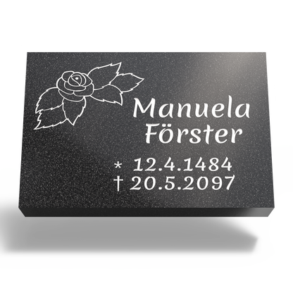 Grabplatte für Urnengrab 30x20x6 cm aus Granit | Arvoniselle