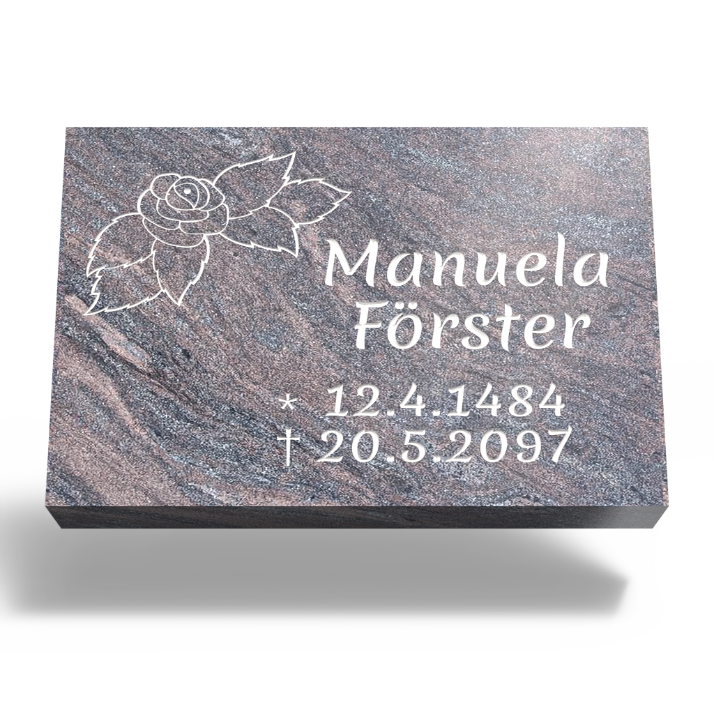 Grabplatte für Urnengrab 30x20x6 cm aus Granit | Arvoniselle