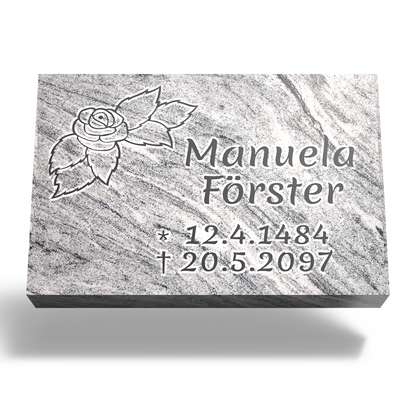 Grabplatte für Urnengrab 30x20x6 cm aus Granit | Arvoniselle
