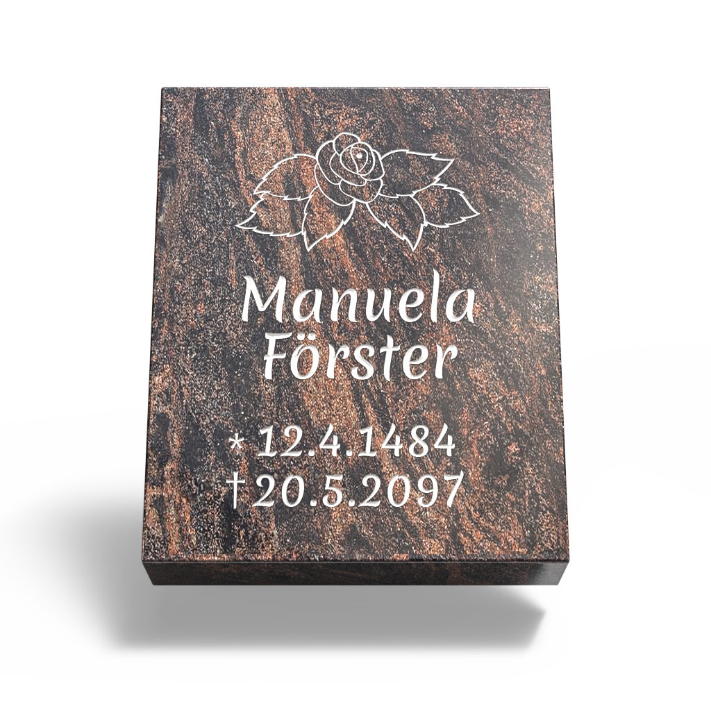 Grabplatte für Urnengrab 50x40x12 cm aus Granit | Arabela