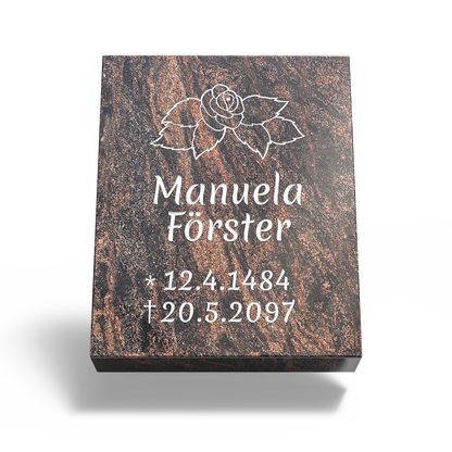 Grabplatte für Urnengrab 50x40x12 cm aus Granit | Arabela
