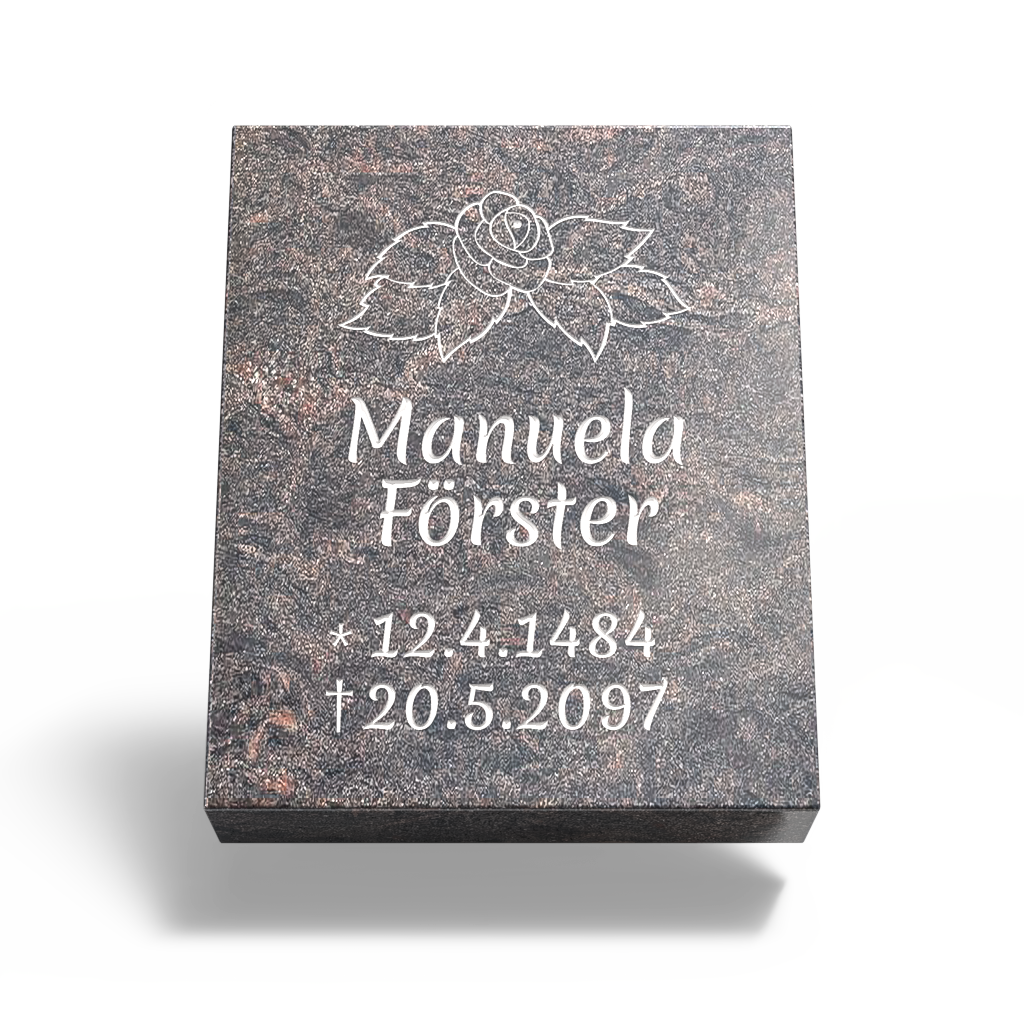 Grabplatte für Urnengrab 50x40x12 cm aus Granit | Arabela