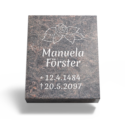 Grabplatte für Urnengrab 50x40x12 cm aus Granit | Arabela