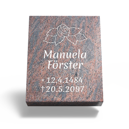Grabplatte für Urnengrab 50x40x12 cm aus Granit | Arabela