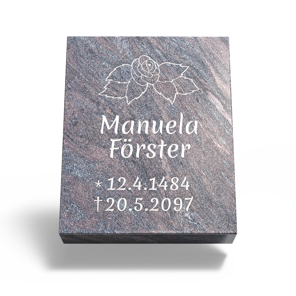 Grabplatte für Urnengrab 50x40x12 cm aus Granit | Arabela