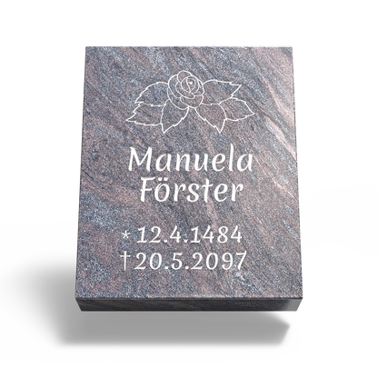 Grabplatte für Urnengrab 50x40x12 cm aus Granit | Arabela