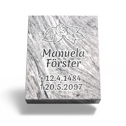 Grabplatte für Urnengrab 50x40x12 cm aus Granit | Arabela