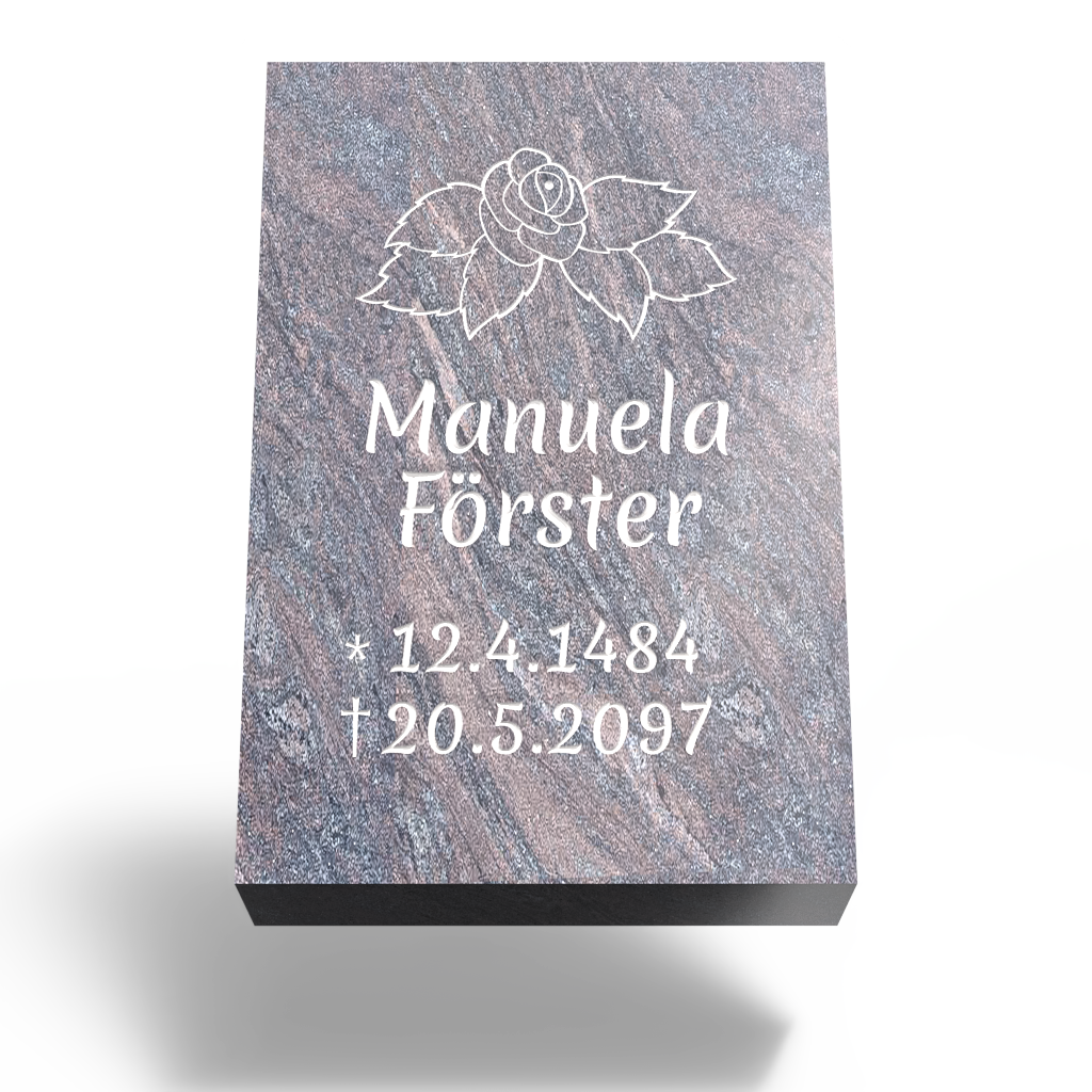 Grabplatte für Urnengrab 60x40x6 cm aus Granit | Arvonis