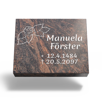 Grabplatte für Urnengrab 50x40x12 cm aus Granit | Arabela