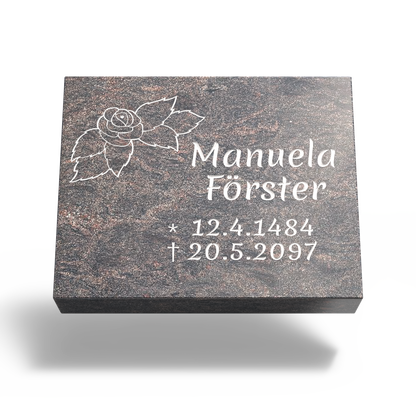Grabplatte für Urnengrab 50x40x12 cm aus Granit | Arabela