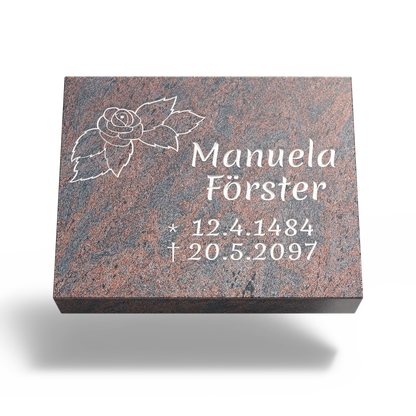 Grabplatte für Urnengrab 50x40x12 cm aus Granit | Arabela