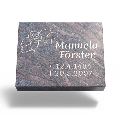 Grabplatte für Urnengrab 50x40x6 cm aus Granit | Arabela