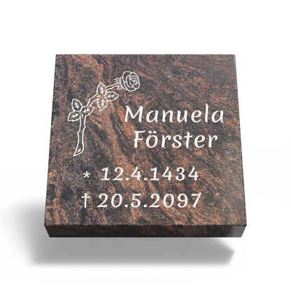 Grabplatte für Urnengrab 50 x 50 x 12 cm aus Granit
