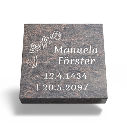 Grabplatte für Urnengrab 50 x 50 x 12 cm aus Granit