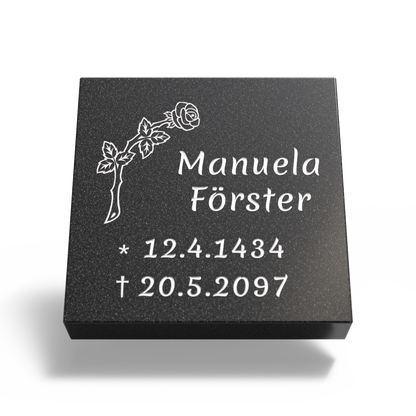 Grabplatte für Urnengrab 50 x 50 x 12 cm aus Granit