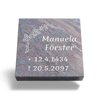 Grabplatte für Urnengrab 50 x 50 x 12 cm aus Granit