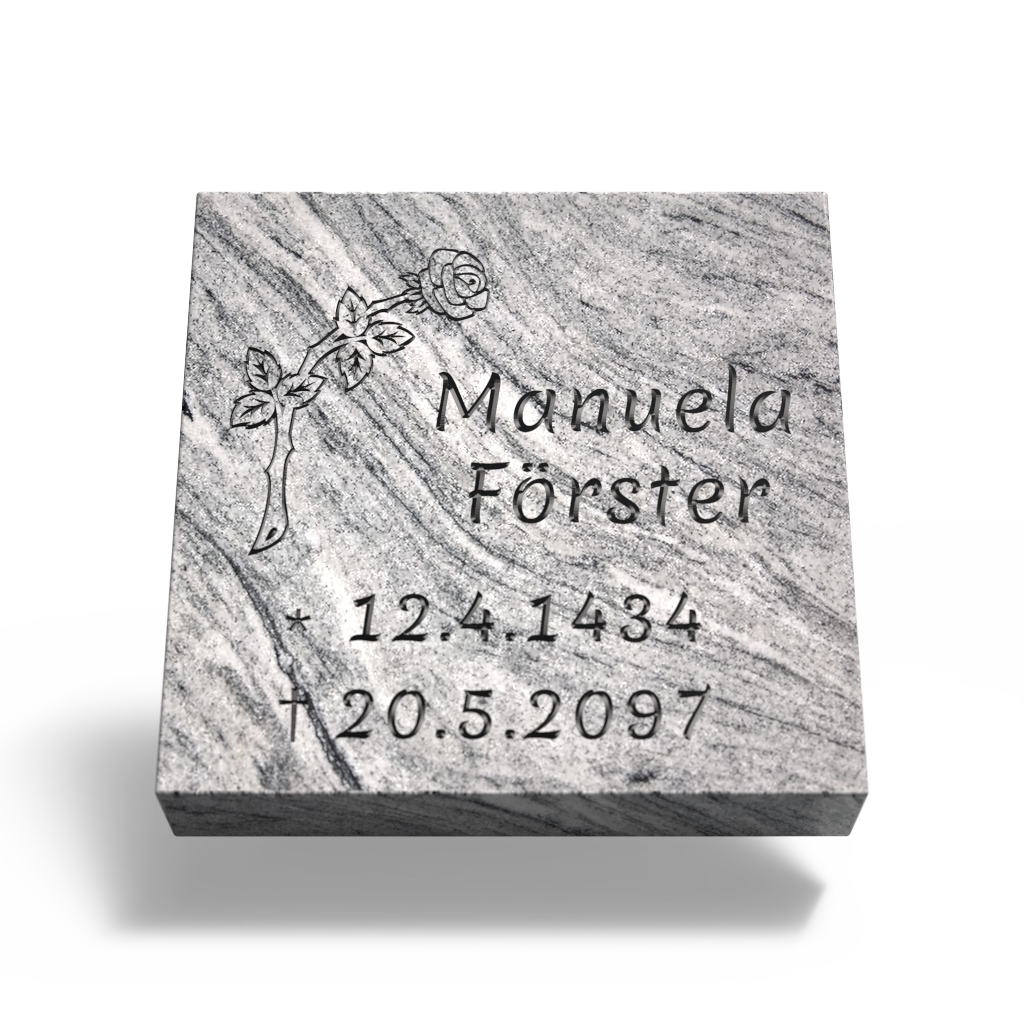 Grabplatte für Urnengrab 50 x 50 x 12 cm aus Granit