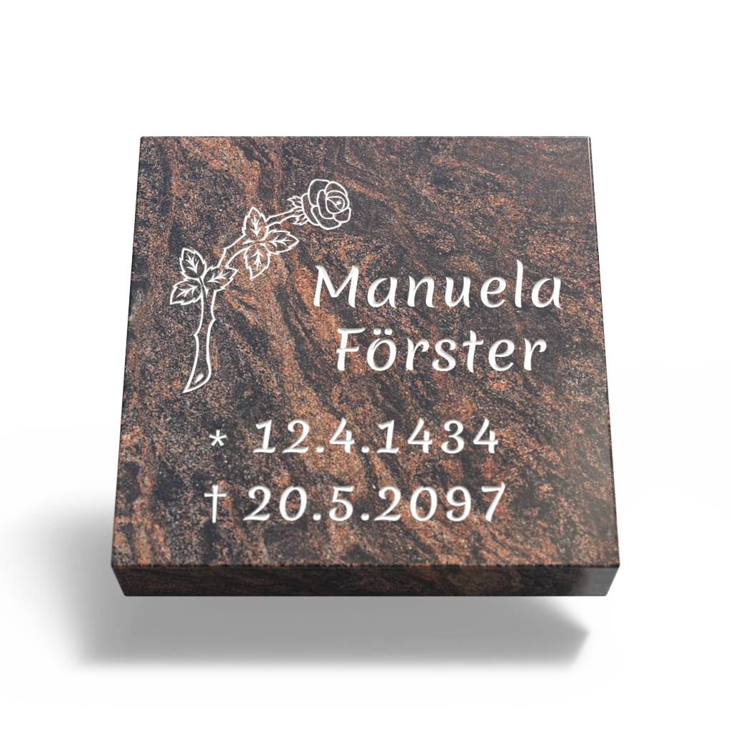 Grabplatte für Urnengrab 50 x 50 x 6 cm aus Granit