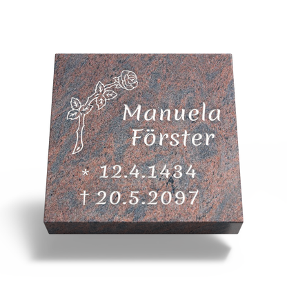 Grabplatte für Urnengrab 50 x 50 x 6 cm aus Granit