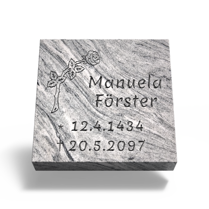 Grabplatte für Urnengrab 50 x 50 x 6 cm aus Granit