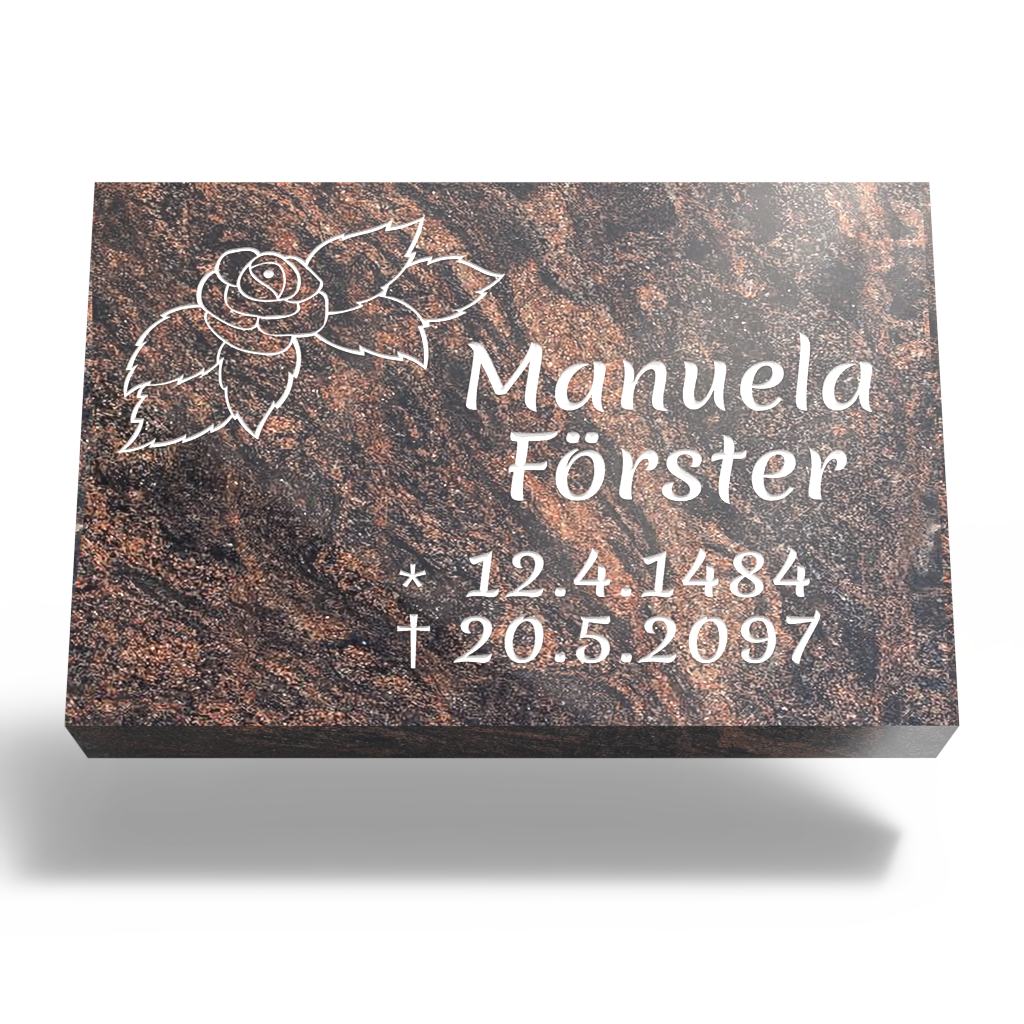 Grabplatte für Urnengrab 60x40x6 cm aus Granit | Arvonis