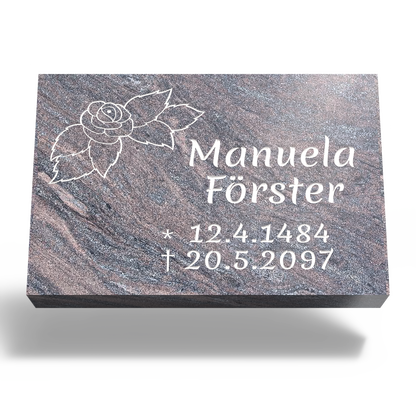Grabplatte für Urnengrab 60x40x6 cm aus Granit | Arvonis