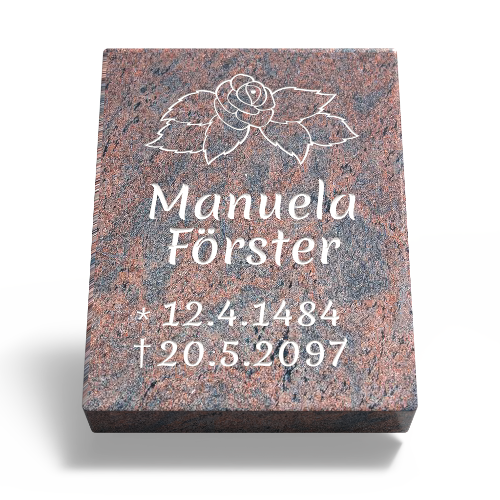 Grabplatte für Urnengrab 45 x 35 x 12 cm aus Granit