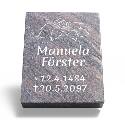 Grabplatte für Urnengrab 45 x 35 x 6 cm aus Granit