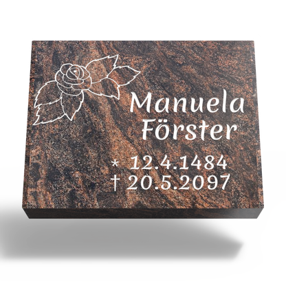Grabplatte für Urnengrab 45 x 35 x 12 cm aus Granit