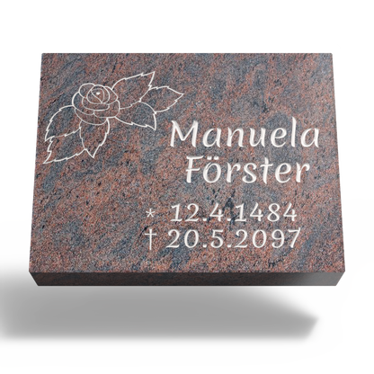 Grabplatte für Urnengrab 45 x 35 x 12 cm aus Granit