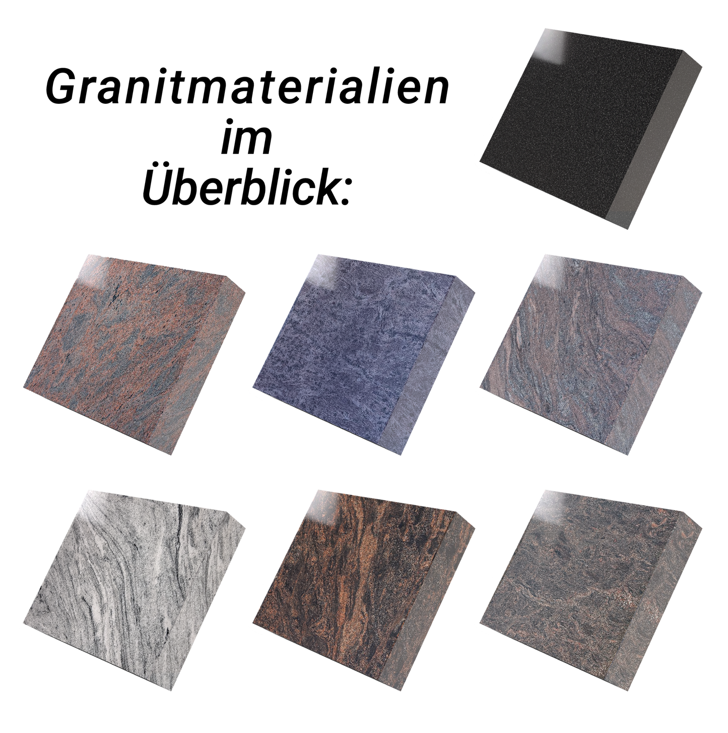 Grabplatte für Urnengrab 50x40x12 cm aus Granit | Arabela