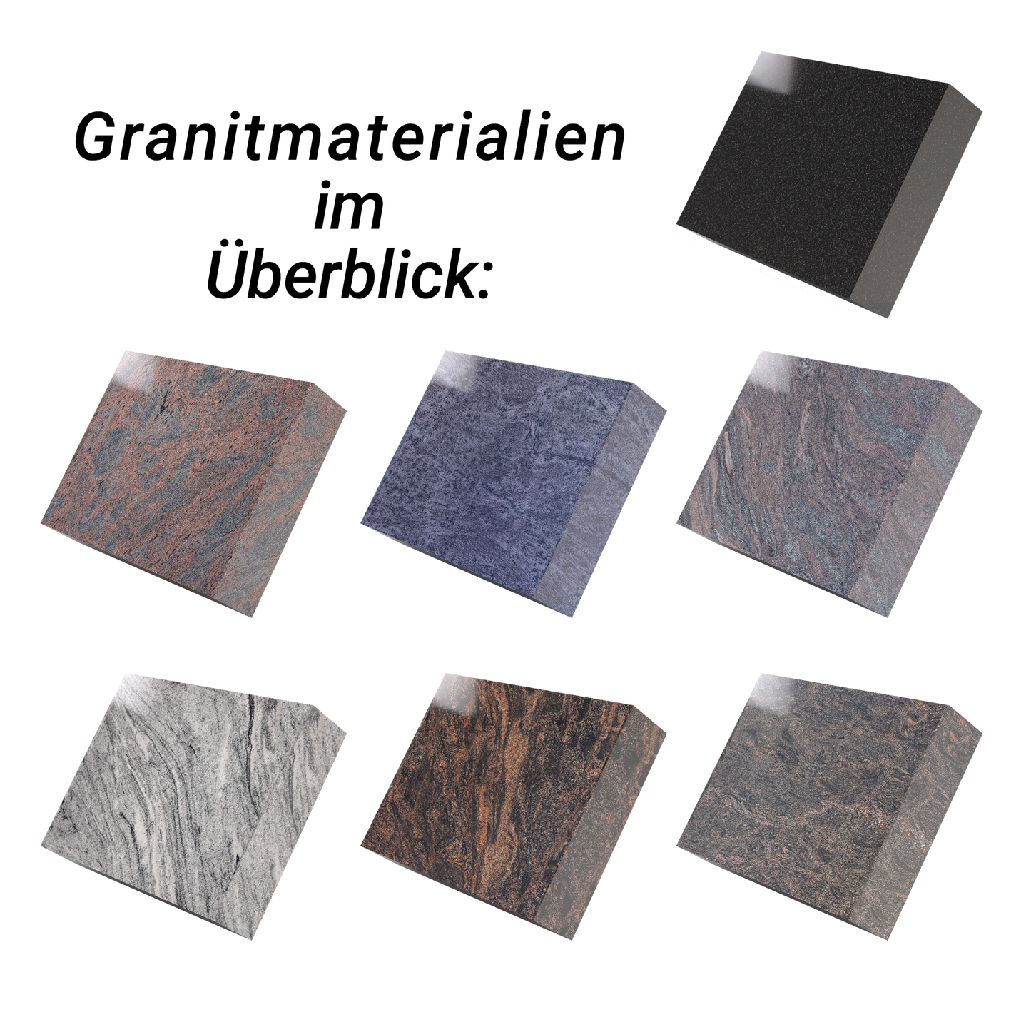 Grabplatte für Urnengrab 40x30x8 cm aus Granit | Arabon 8