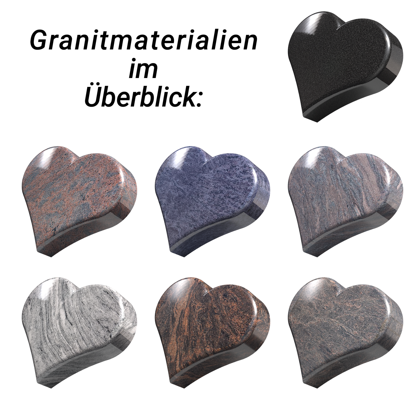 Grabstein Herz liegend 40 x 35 x 12 cm aus Granit