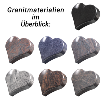 Grabstein Herz liegend 40 x 35 x 12 cm aus Granit