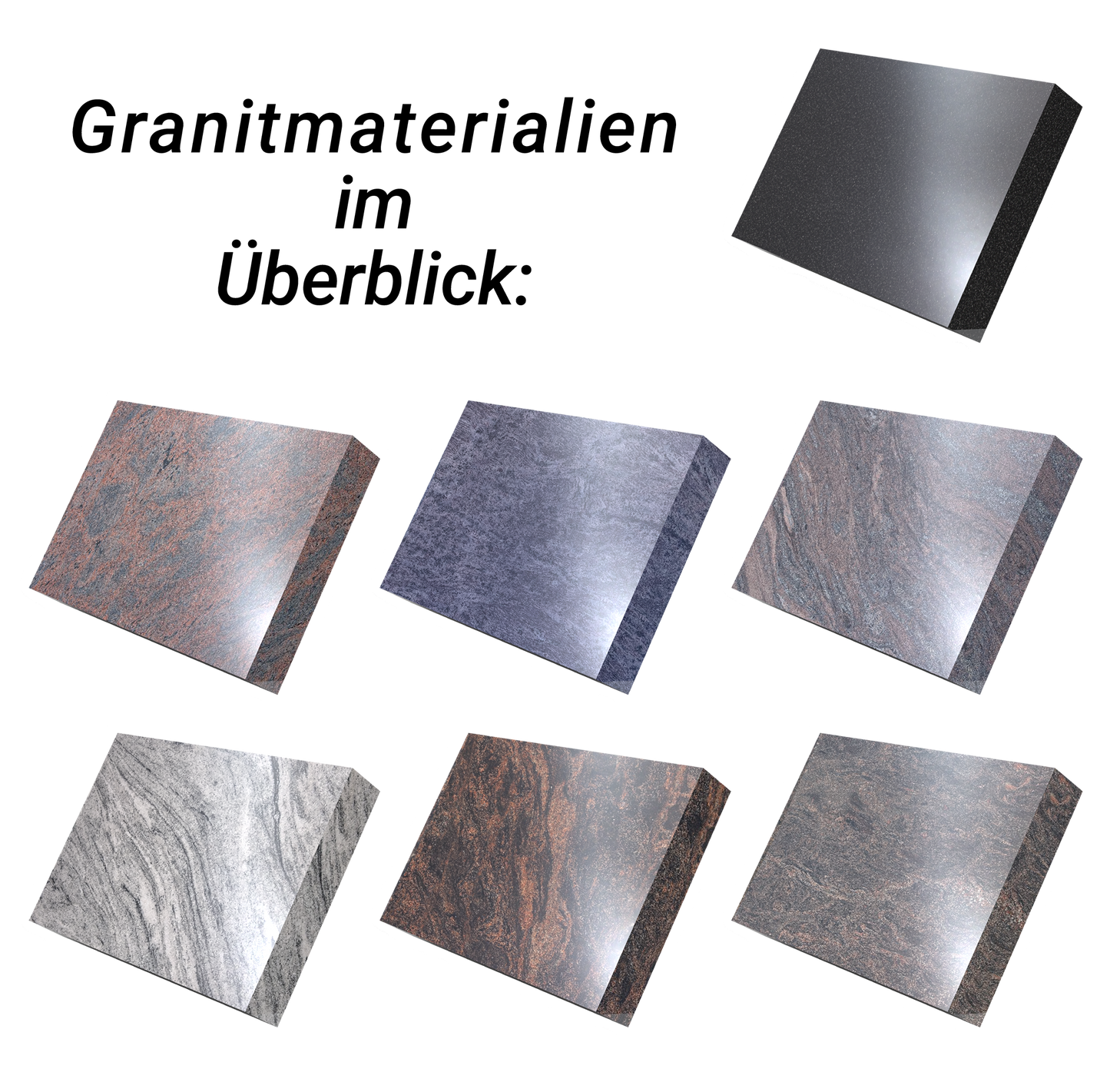 Grabplatte für Urnengrab 30 x 20 x 12 cm aus Granit