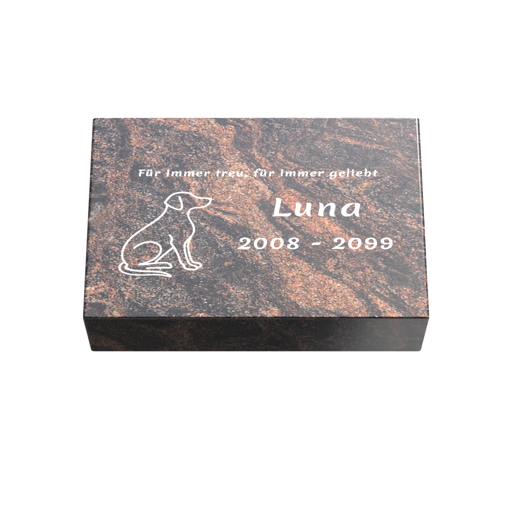 Personalisierte rechteckige Tiergrabplatte aus Granit für Hund, Katze & Haustiere 30 × 20 × 6 cm